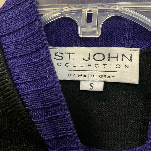 St John Collection Marie Gray Gold Embellished Santana Knit Sweater Size Small - Picture 3 of 7